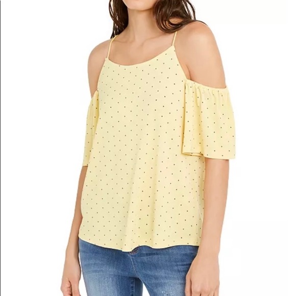 INC International Concepts Tops - NWT! INC Yellow Polka Dot cold shoulder blouse